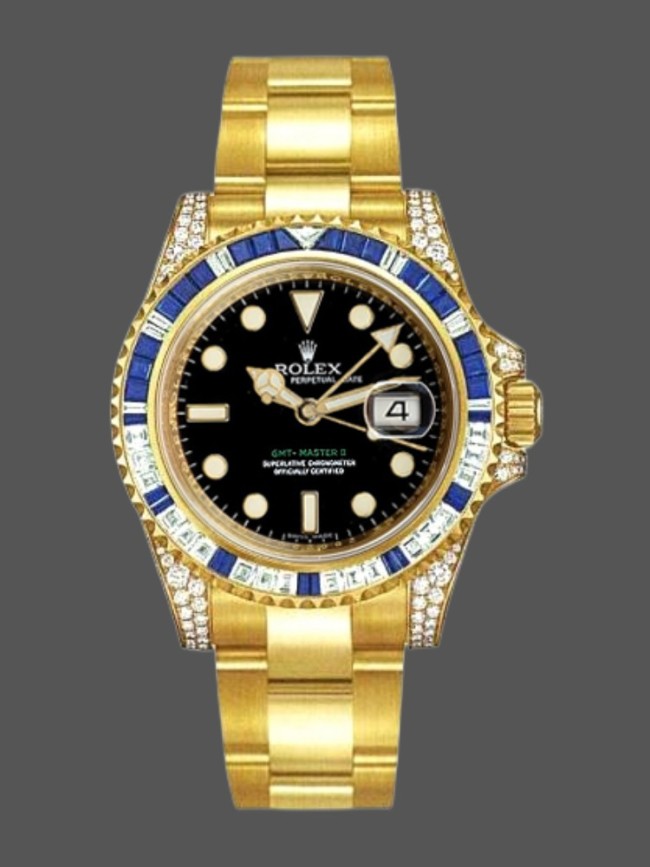 Rolex GMT-Master II 116758 Diamond Black Dial 40mm Mens Replica Watch