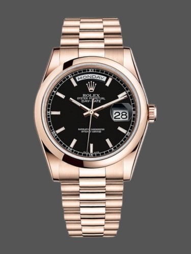 Rolex Day Date 118205 Black Dial 36mm Unisex Replica Watch