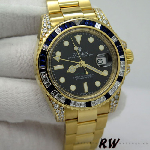 Rolex GMT-Master II 116758 Diamond Black Dial 40mm Mens Replica Watch