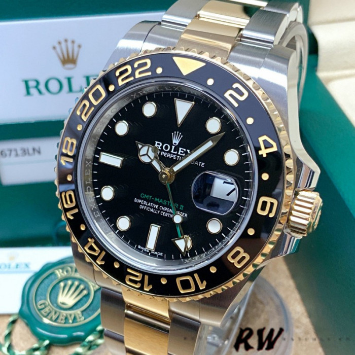 Rolex GMT-Master II 116713LN stainless steel case Black Dial 40mm Mens Replica Watch