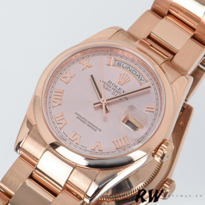 Rolex Day-Date 118205 Rose Gold Pink dial 36mm Unisex Replica Watch
