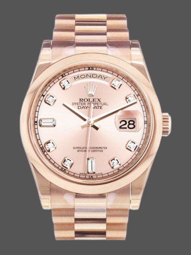 Rolex Day-Date 118205 Pink Diamond Dial 36mm Unisex Replica Watch