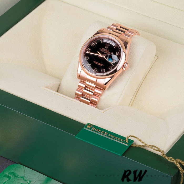 Rolex Day-Date 118205 Black Arabic Dial 36mm Unisex Replica Watch