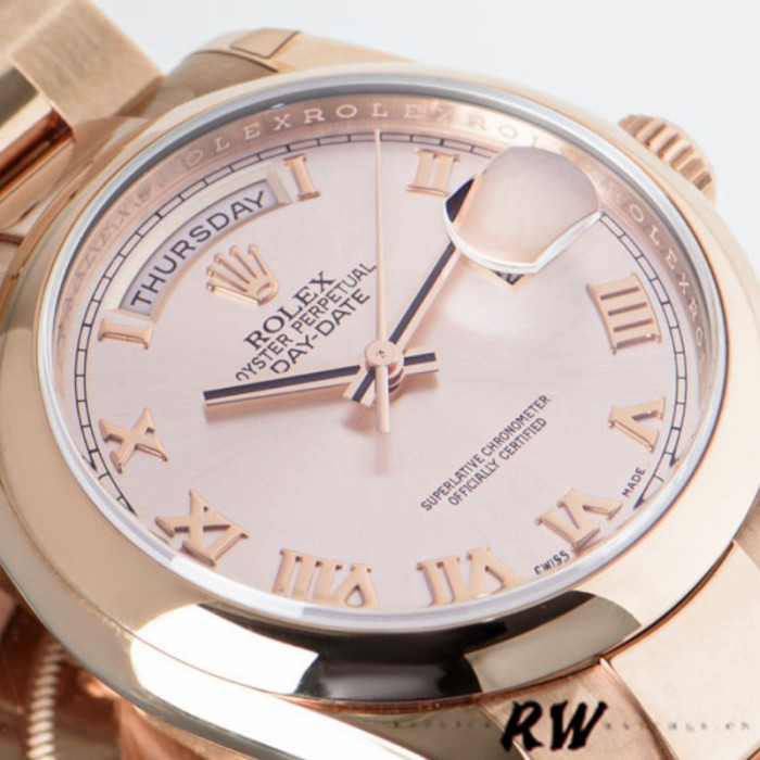 Rolex Day-Date 118205 Rose Gold Pink dial Automatic 36mm Unisex Replica Watch
