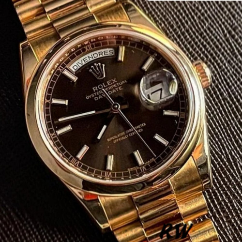 Rolex Day-Date 118205 Rose Gold Chocolate Dial 36mm Unisex Replica Watch