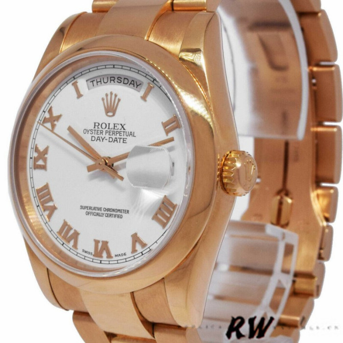 Rolex Day-Date 118205 White Roman Numeral Dial 36mm Unisex Replica Watch