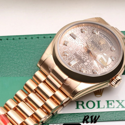 Rolex Day-Date 118205 Rose Gold Jubilee Pink Dial 36mm Unisex Replica Watch