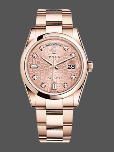 Rolex Day-Date 118205 Rose Gold Pink Jubilee Diamond Dial 36mm Unisex Replica Watch
