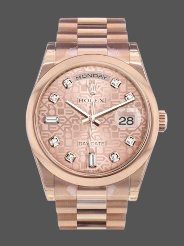Rolex Day-Date 118205 Rose Gold Jubilee Pink Dial 36mm Unisex Replica Watch