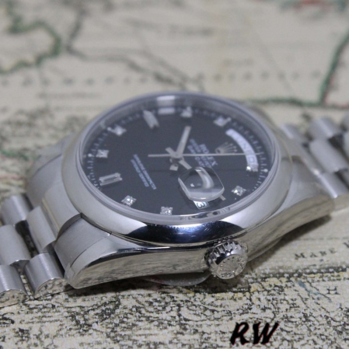 Rolex Day Date 118206 Black Diamond Dial 36mm Unisex Replica Watch