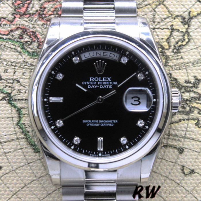Rolex Day Date 118206 Black Diamond Dial 36mm Unisex Replica Watch