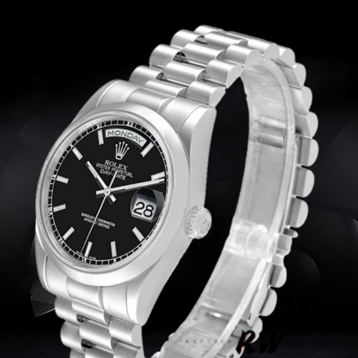 Rolex Day Date 118206 Platinum Black Dial 36mm Unisex Replica Watch