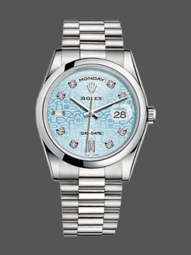 Rolex Day-Date 118206 Ice Blue Diamonds Dial 36mm Unisex Replica Watch