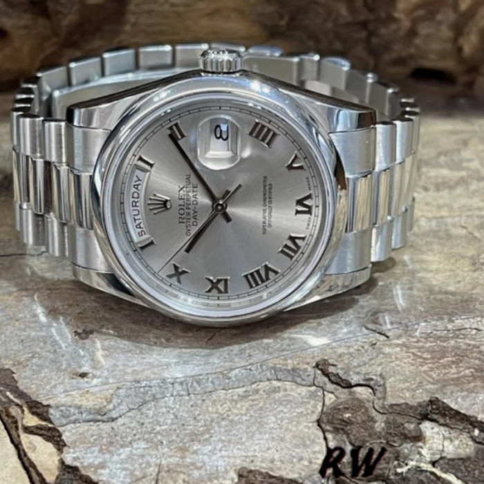 Rolex Day-Date 118206 Rhodium Grey Dial Roman Numerals 36mm Unisex Replica Watch