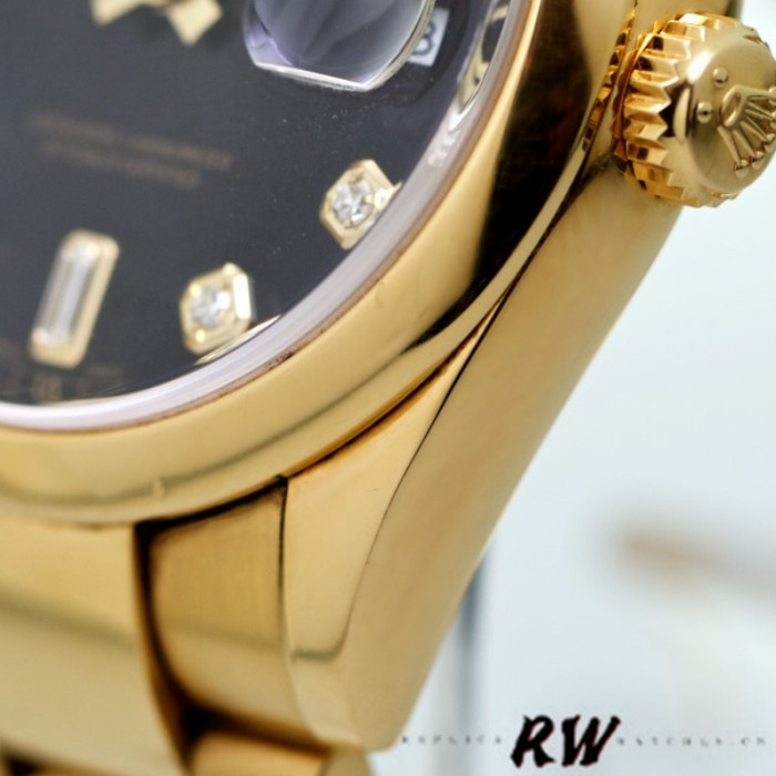 Rolex Day-Date 118208 Black Diamond Dial Yellow Gold 36mm Unisex Replica Watch