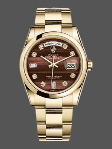 Rolex Day-Date 118208 Yellow Gold Domed 36mm Unisex Replica Watch