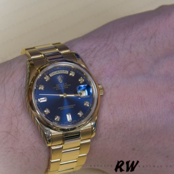 Rolex Day-Date 118208 Blue Diamond Dial 36mm Unisex Replica Watch