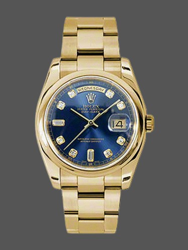 Rolex Day-Date 118208 Blue Diamond Dial 36mm Unisex Replica Watch
