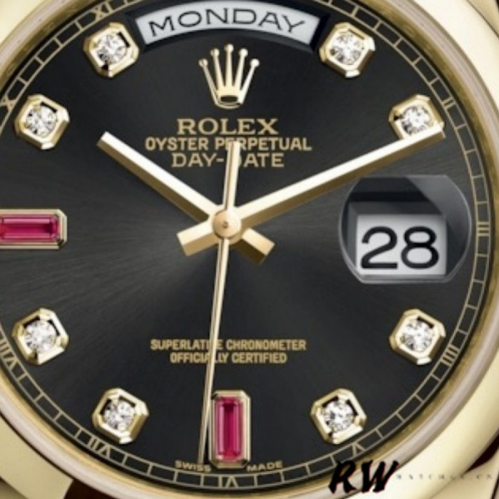 Rolex Day-Date 118208 Black Diamond Dial 36mm Unisex Replica Watch
