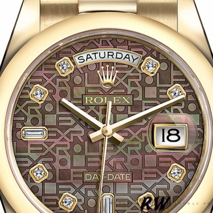 Rolex Day-Date 118208 Black MOP Diamond Dial 36mm Unisex Replica Watch