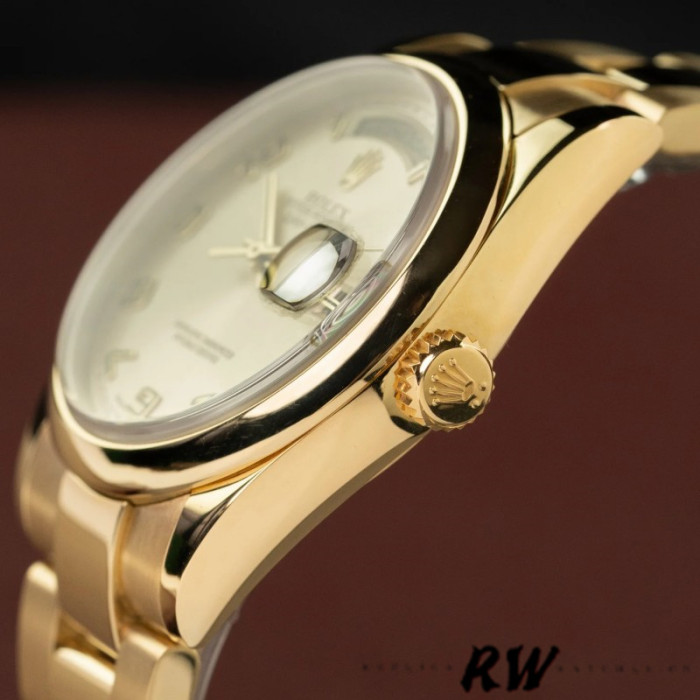 Rolex Day-Date 118208 champagne dial Arabic Numeral Hour Markers 36mm Unisex Replica Watch