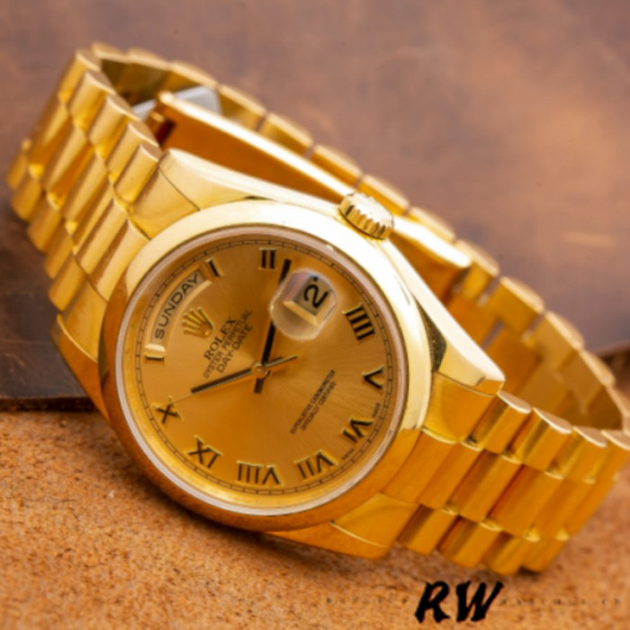 Rolex Day-Date 118208 Champagne Dial Roman Numerals 36mm Unisex Replica Watch