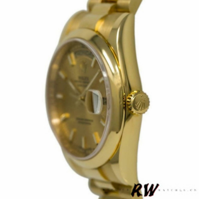 Rolex Day-Date 118208 Yellow Gold Champagne Dial 36mm Unisex Replica Watch