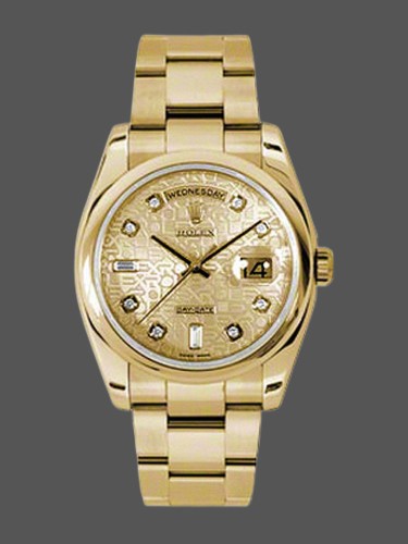 Rolex Day-Date 118208 Yellow Gold Champagne Jubilee Dial 36mm Unisex Replica Watch