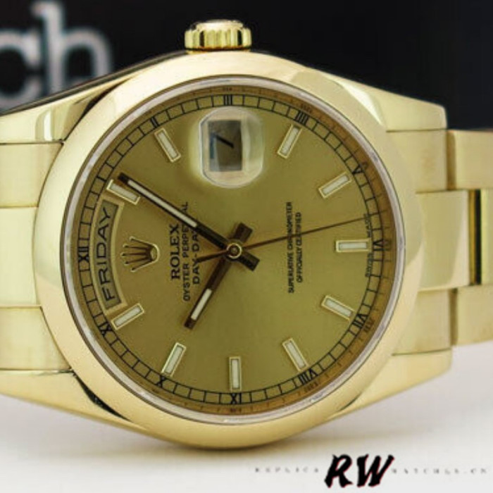 Rolex Day-Date 118208 Champagne Dial 36mm Unisex Replica Watch