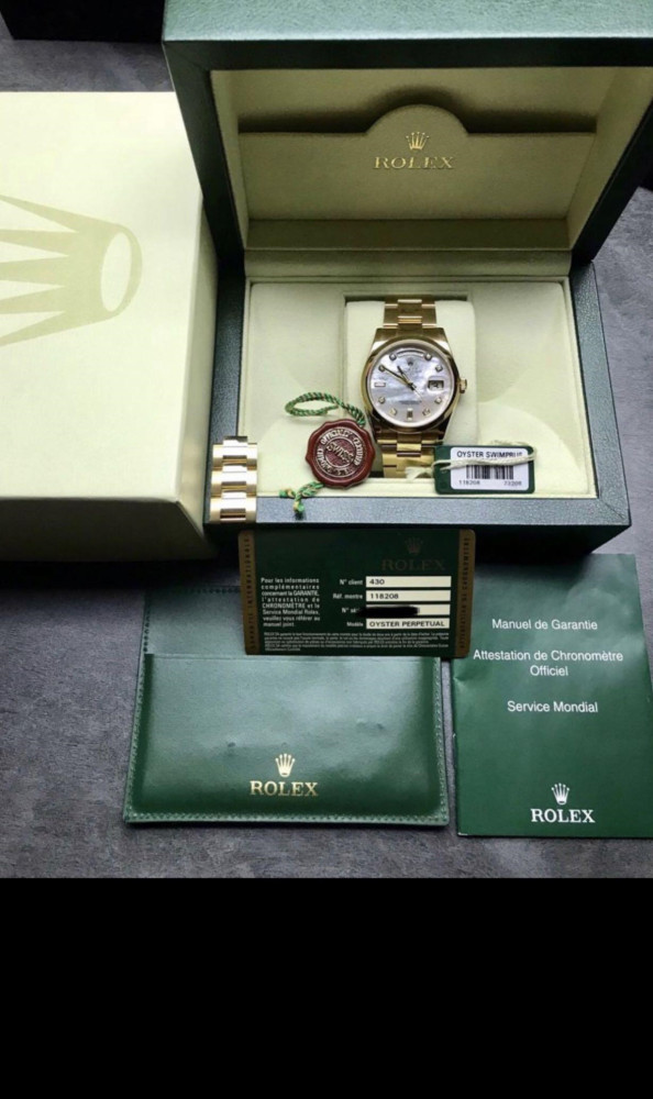 Rolex Day-Date 118208 Mother of Pearl Diamond Dial 36mm Unisex Replica Watch