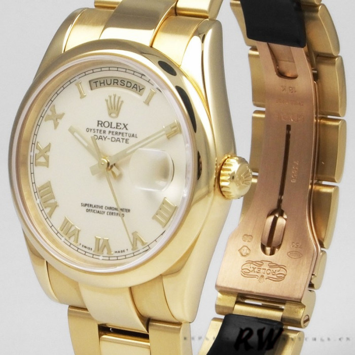 Rolex Day-Date 118208 Roman Numeral Pyramid Ivory Dial 36mm Unisex Replica Watch