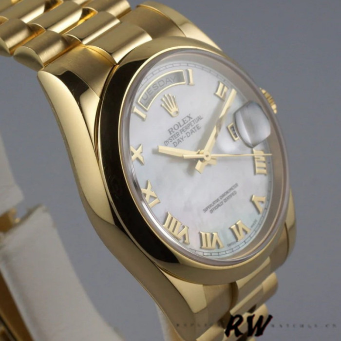 Rolex Day-Date 118208 Mother of Pearl Roman Numeral Dial 36mm Unisex Replica Watch