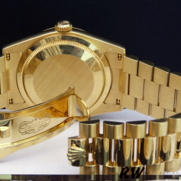Rolex Day-Date 118208 Silver Diamond Jubilee Dial Yellow Gold 36mm Unisex Replica Watch