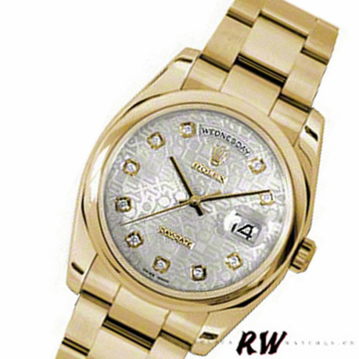 Rolex Day-Date 118208 Silver Diamond Jubilee Dial 36mm Unisex Replica Watch