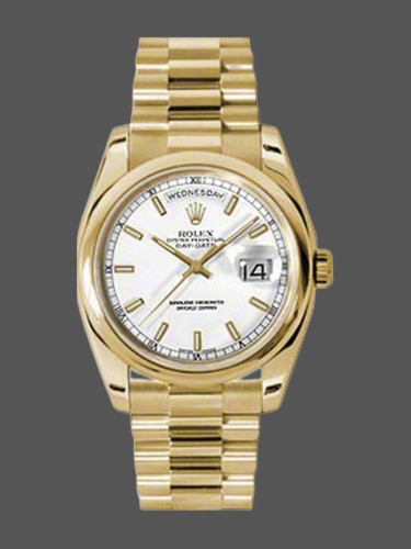 Rolex Day-Date 118208 White Dial 36mm Unisex Replica Watch