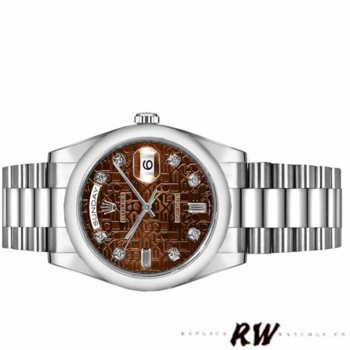 Rolex Day-Date 118209 White Gold Jubilee Chocolate Brown Dial 36mm Unisex Replica Watch