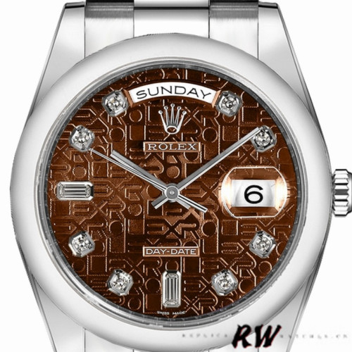 Rolex Day-Date 118209 White Gold Jubilee Chocolate Brown Dial 36mm Unisex Replica Watch