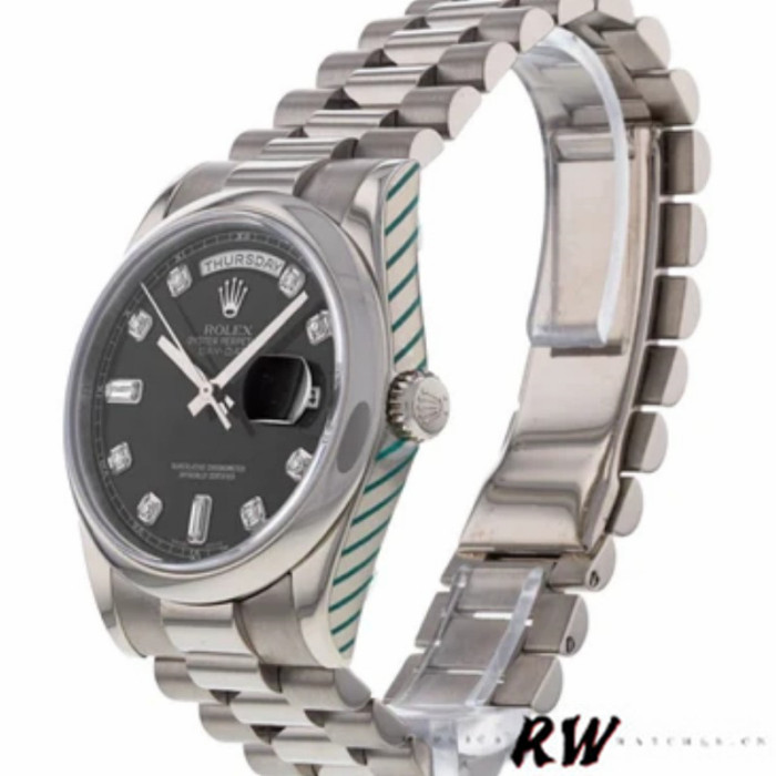 Rolex Day-Date 118209 Black dial white gold 36mm Unisex Replica Watch