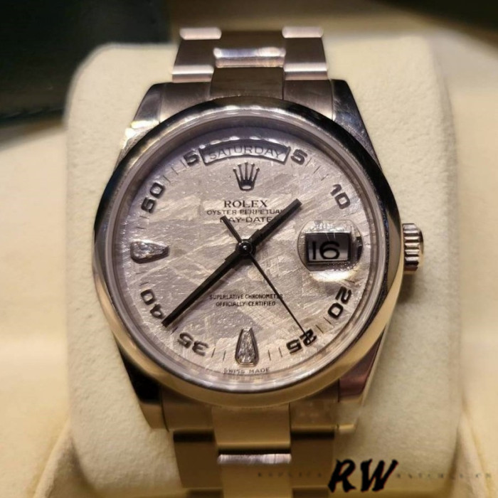 Rolex Day-Date 118209 White Gold Meteorite Grey Dial 36mm Unisex Replica Watch