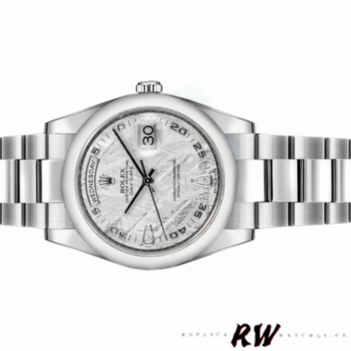 Rolex Day-Date 118209 White Gold Meteorite Grey Dial 36mm Unisex Replica Watch