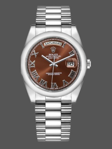 Rolex Day-Date 118209 White Gold Chocolate Brown Dial 36mm Unisex Replica Watch