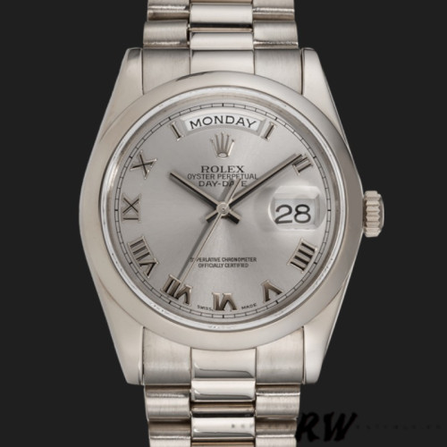 Rolex Day-Date 118209 White Gold Silver Dial Automatic 36mm Unisex Replica Watch