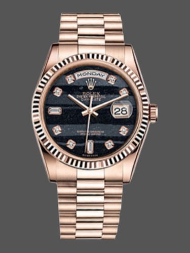 Rolex Day-Date 118235 Everose Gold Diamond Ferrite Dial 36mm Unisex Replica Watch