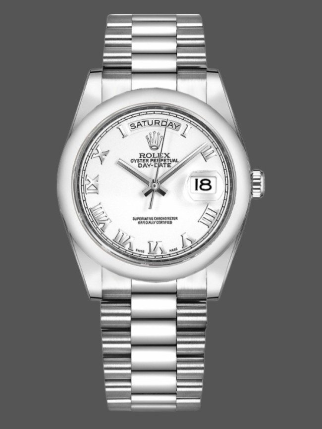 Rolex Day-Date 118209 White Gold White Dial 36mm Unisex Replica Watch