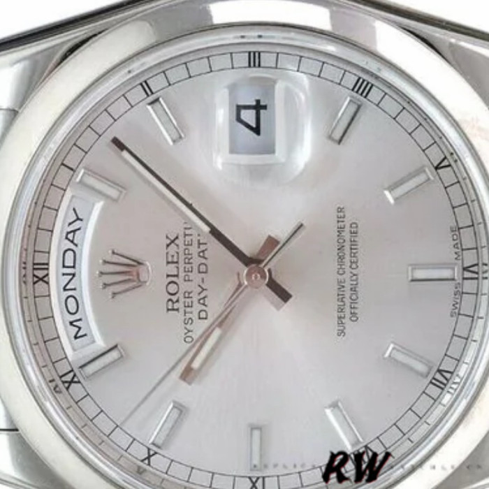 Rolex Day-Date 118209 Silver Dial White Gold 36mm Unisex Replica Watch