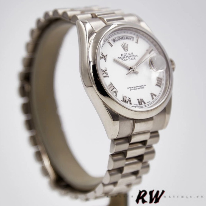 Rolex Day-Date 118209 White Gold White Dial 36mm Unisex Replica Watch