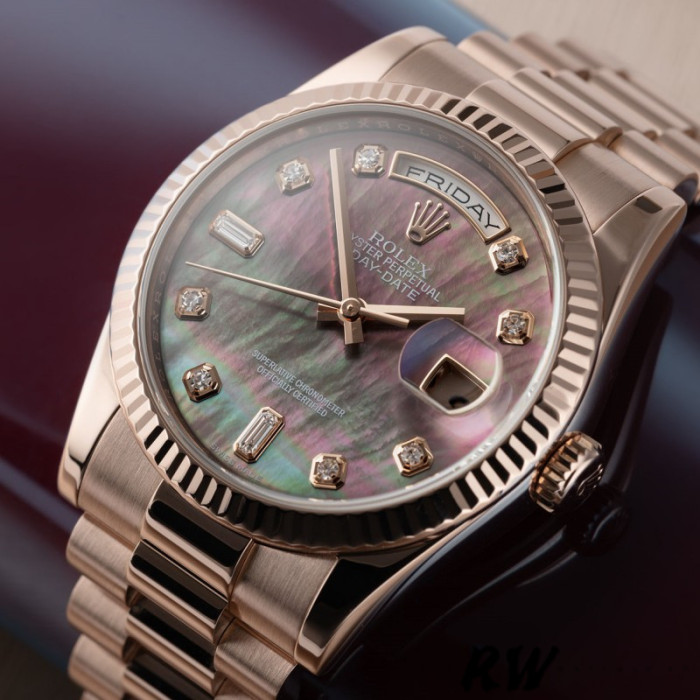 Rolex Day-Date 118235 MOP Black Dial 36mm Unisex Replica Watch