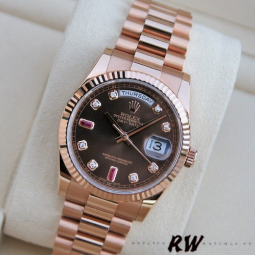 Rolex Day-Date 118235 Rose Gold Chocolate Brown Dial 36mm Unisex Replica Watch