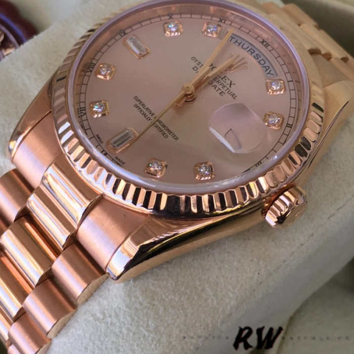 Rolex Day-Date 118235 Pink Diamond Dial 36mm Lady Replica Watch