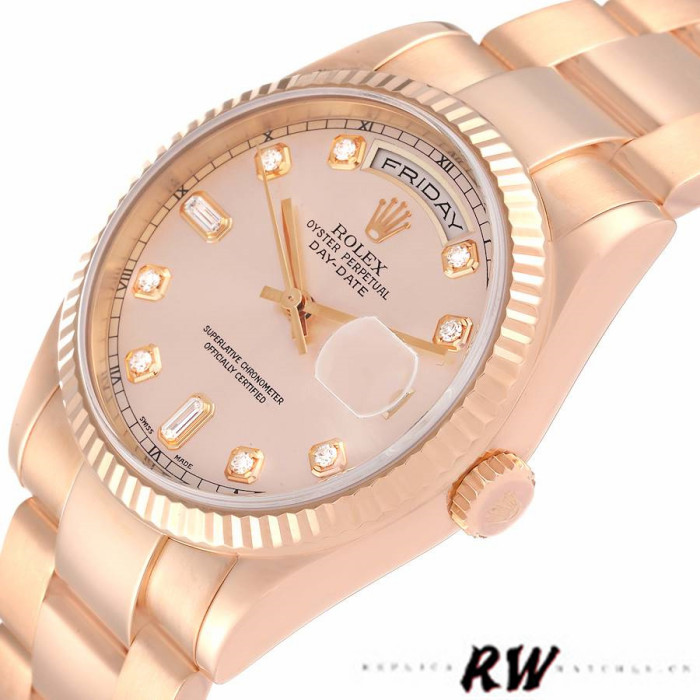 Rolex Day-Date 118235 Everose Gold Pink Diamond Dial 36mm Lady Replica Watch
